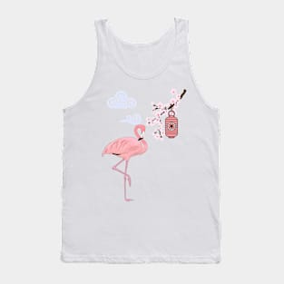 Japanese Cherry Blossom Festival Cute Flamingo Tank Top